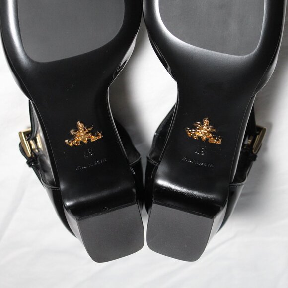 NWB PRADA Modellerie Black Ankle Strap Kitten Heel d'Orsay Pumps Logo - Picture 7 of 7